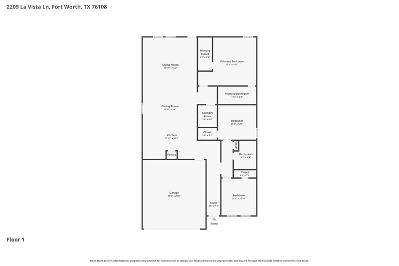 1,970/Mo, 2209 La Vista Ln Fort Worth, TX 76108 Floor Plan View
