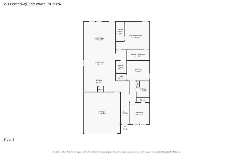 2,355/Mo, 2213 La Vista Ln Fort Worth, TX 76108 Floor Plan View
