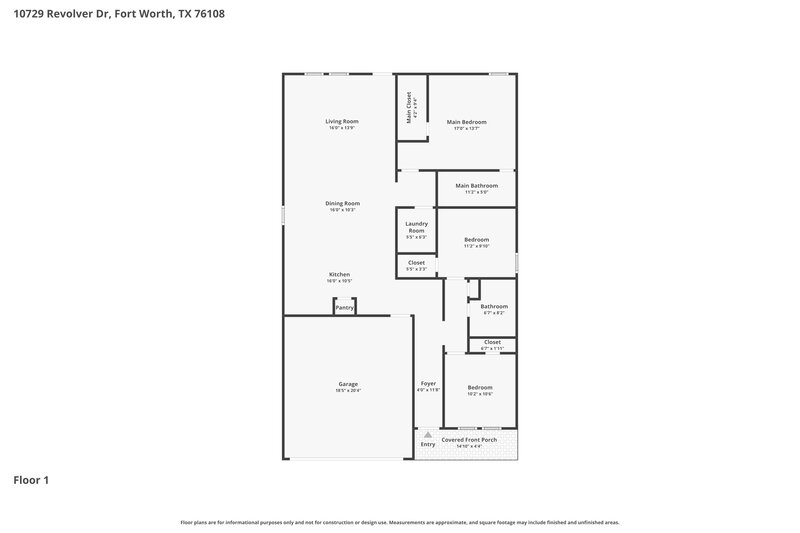1,915/Mo, 10729 Revolver Dr Fort Worth, TX 76108 Floor Plan View