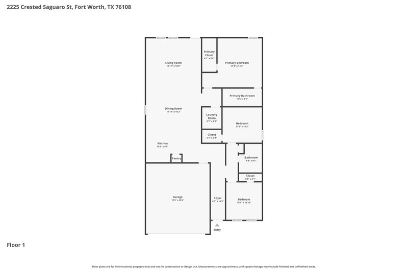 1,960/Mo, 2225 Crested Saguaro St Fort Worth, TX 76108 Floor Plan View