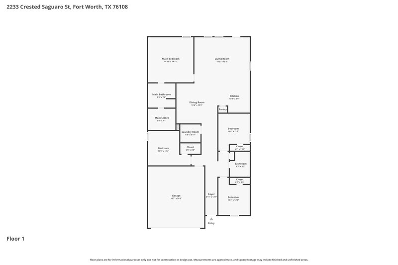 1,970/Mo, 2233 Crested Saguaro St Fort Worth, TX 76108 Floor Plan View