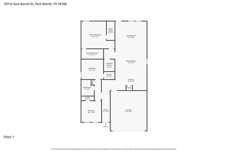 1,930/Mo, 10712 Gun Barrel St Fort Worth, TX 76108 Floor Plan View