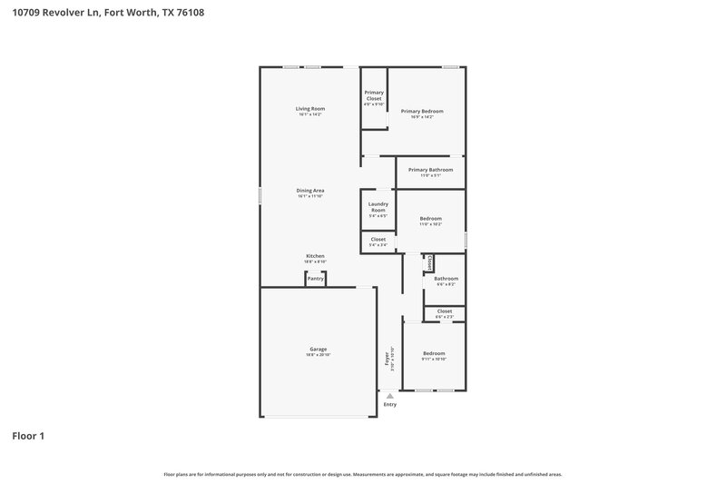 2,105/Mo, 10709 Revolver Dr Fort Worth, TX 76108 Floor Plan View