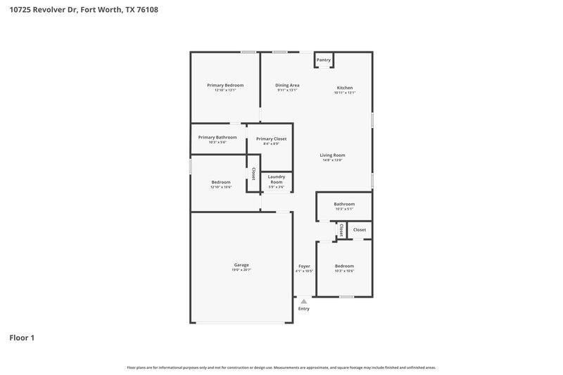 2,035/Mo, 10725 Revolver Dr Fort Worth, TX 76108 Floor Plan View