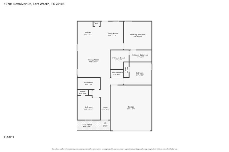 2,035/Mo, 10701 Revolver Dr Fort Worth, TX 76108 Floor Plan View