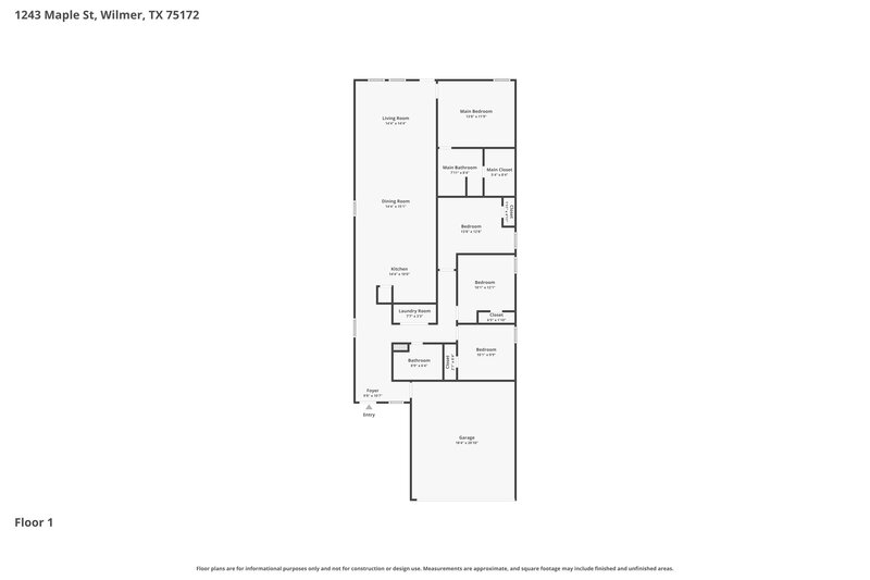 2,085/Mo, 1243 Maple St Wilmer, TX 75172 Floor Plan View