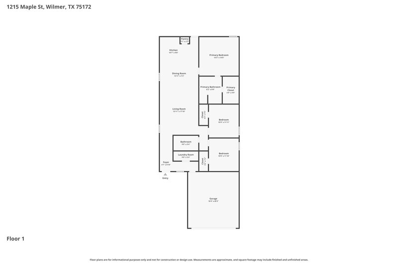 1,915/Mo, 1215 Maple St Wilmer, TX 75172 Floor Plan View