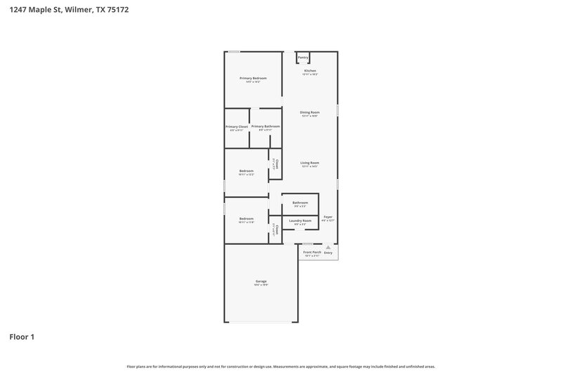 1,875/Mo, 1247 Maple St Wilmer, TX 75172 Floor Plan View