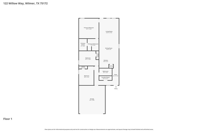 1,975/Mo, 122 Willow Way Wilmer, TX 75172 Floor Plan View