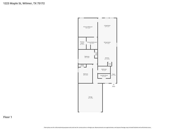 1,975/Mo, 1223 Maple St Wilmer, TX 75172 Floor Plan View
