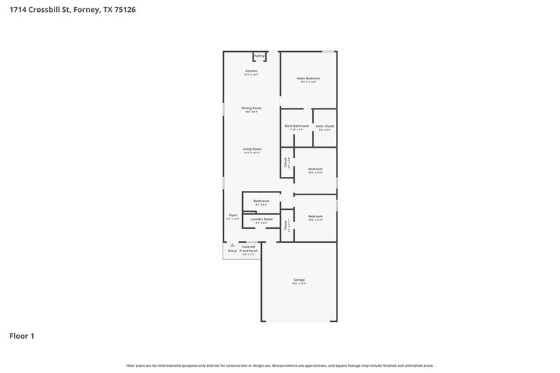 1,800/Mo, 1714 Crossbill St Forney, TX 75126 Floor Plan View
