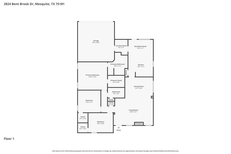 2,150/Mo, 2824 Bent Brook Dr Mesquite, TX 75181 Floor Plan View