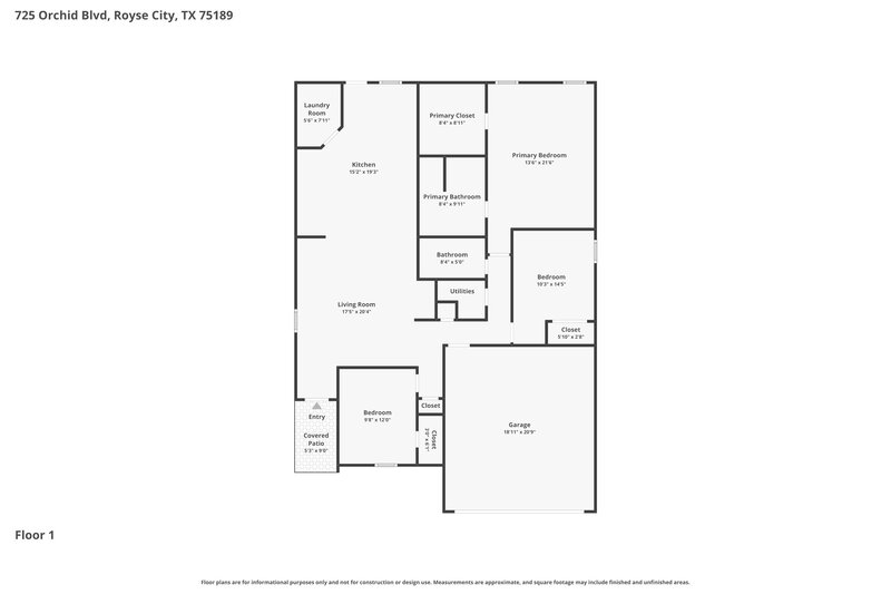 1,795/Mo, 725 Orchid Blvd Royse City, TX 75189 Floor Plan View