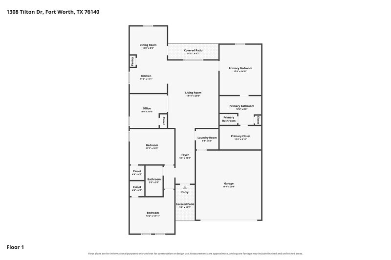 2,085/Mo, 1308 Tilton Dr Fort Worth, TX 76140 Floor Plan View