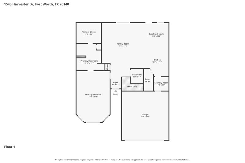 2,400/Mo, 1540 Harvester Dr Fort Worth, TX 76140 Floor Plan View