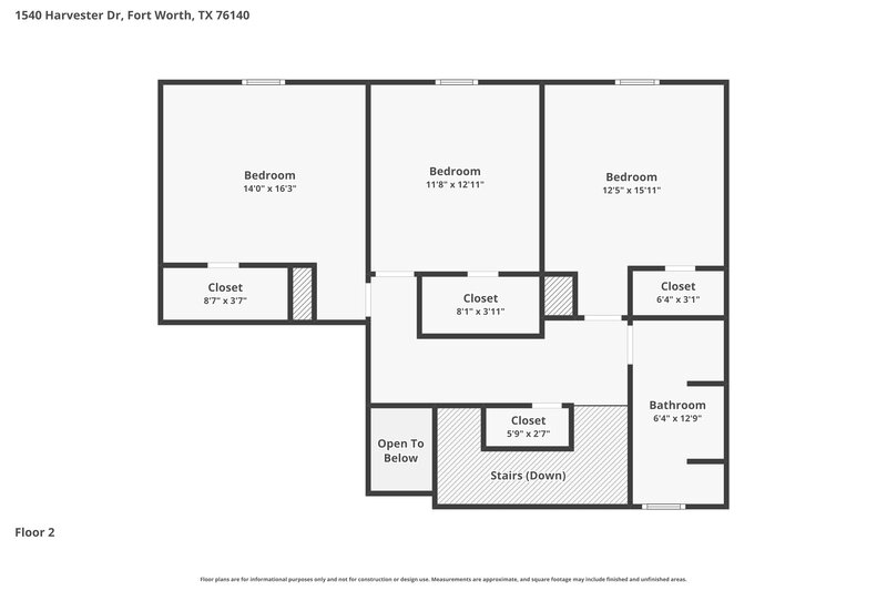 2,400/Mo, 1540 Harvester Dr Fort Worth, TX 76140 Floor Plan View 2