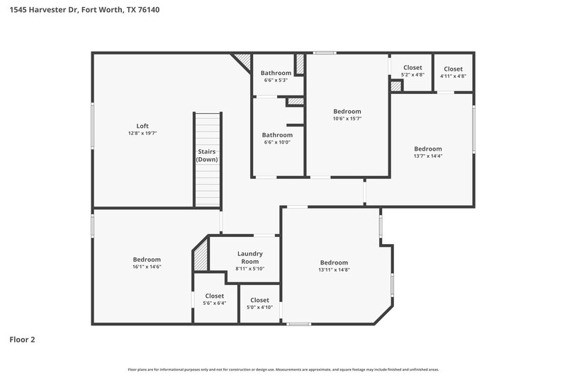 2,520/Mo, 1545 Harvester Dr Fort Worth, TX 76140 Floor Plan View