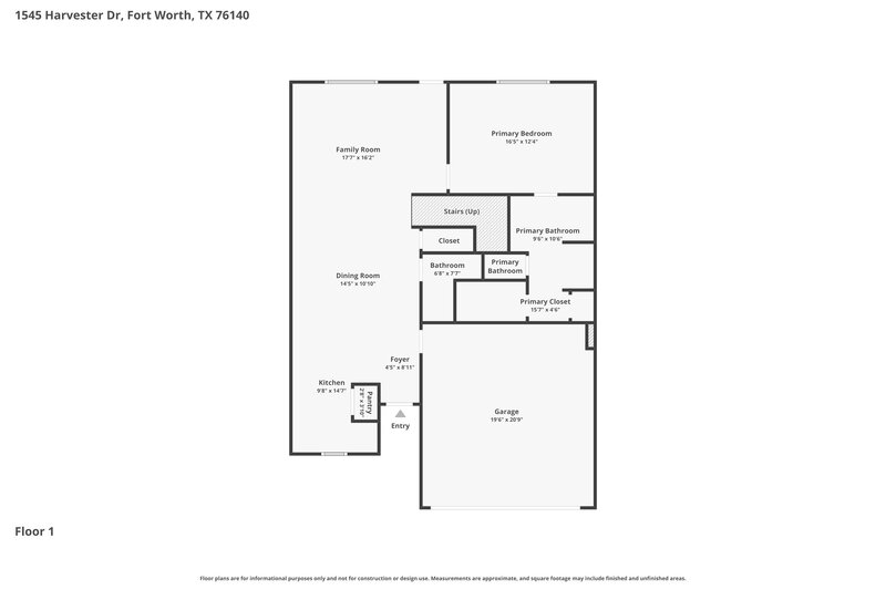 2,520/Mo, 1545 Harvester Dr Fort Worth, TX 76140 Floor Plan View 2