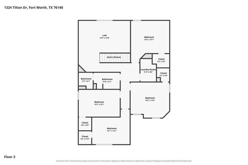2,570/Mo, 1324 Tilton Dr Fort Worth, TX 76140 Floor Plan View 2