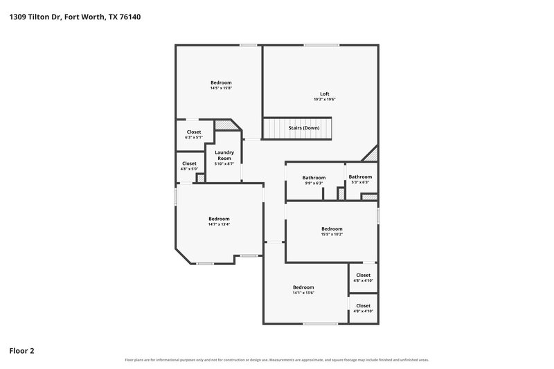2,570/Mo, 1309 Tilton Dr Fort Worth, TX 76140 Floor Plan View 2