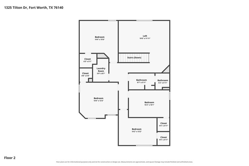 2,595/Mo, 1325 Tilton Dr Fort Worth, TX 76140 Floor Plan View 2