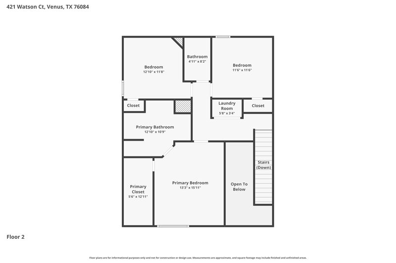 2,276/Mo, 421 Watson Ct Venus, TX 76084 Floorplan View