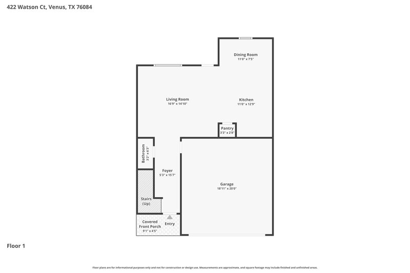 2,276/Mo, 422 Watson Ct Venus, TX 76084 Floor Plan View