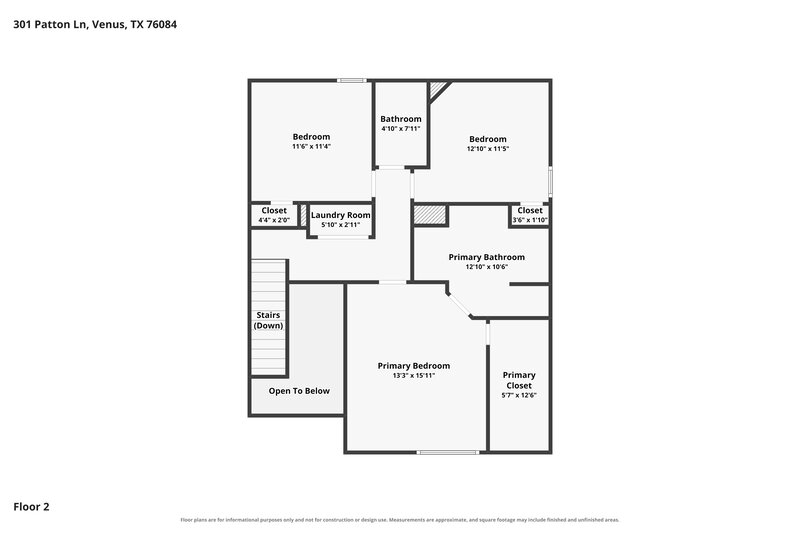 2,195/Mo, 301 Patton Ln Venus, TX 76084 Floor Plan View 2