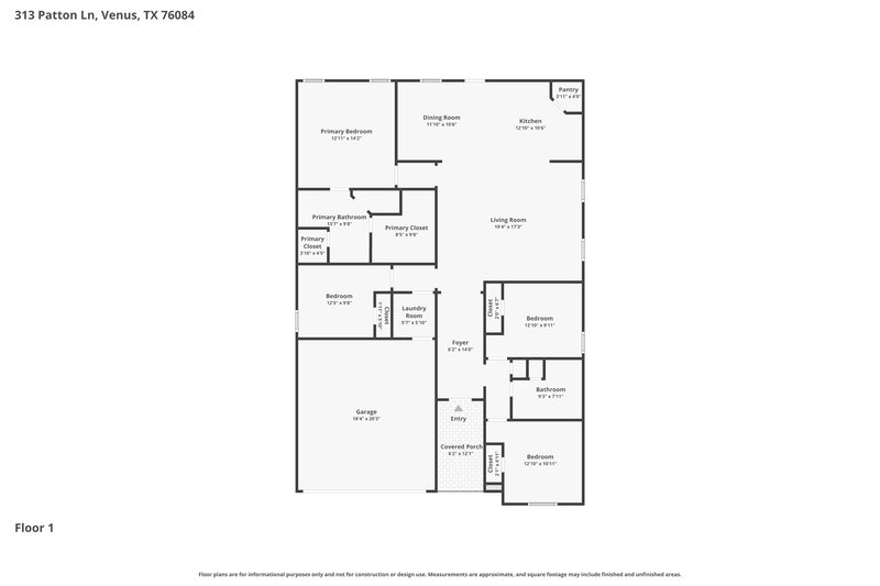 2,355/Mo, 313 Patton Ln Venus, TX 76084 Floor Plan View