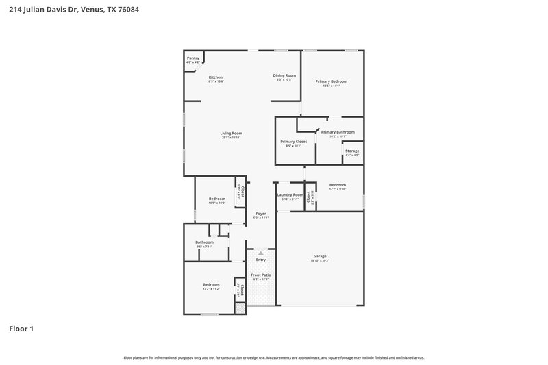 2,355/Mo, 214 Julian Davis Dr Venus, TX 76084 Floorplan View