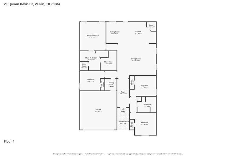 2,355/Mo, 208 Julian Davis Dr Venus, TX 76084 Floor Plan View