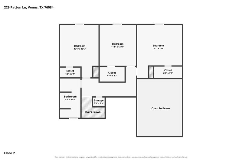 2,370/Mo, 229 Patton Ln Venus, TX 76084 Floor Plan View