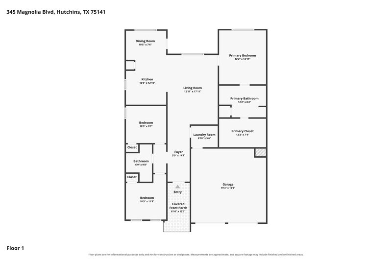 2,135/Mo, 345 Magnolia Blvd Hutchins, TX 75141 Floor Plan View