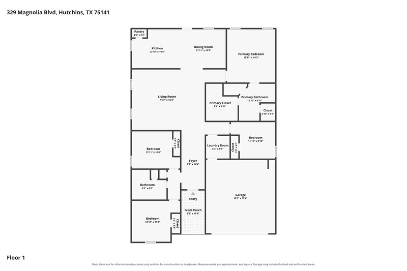 2,350/Mo, 329 Magnolia Blvd Hutchins, TX 75141 Floor Plan View