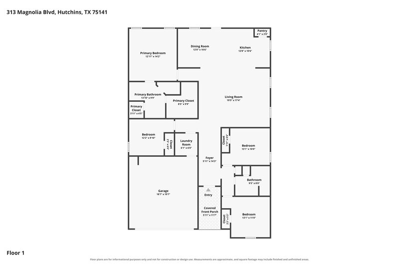 2,350/Mo, 313 Magnolia Blvd Hutchins, TX 75141 Floor Plan View