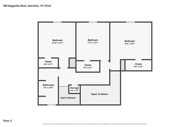 2,585/Mo, 309 Magnolia Blvd Hutchins, TX 75141 Floor Plan View 2