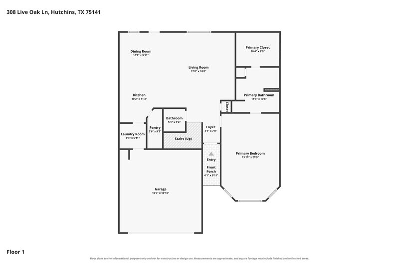 2,580/Mo, 308 Live Oak Ln Hutchins, TX 75141 Floor Plan View