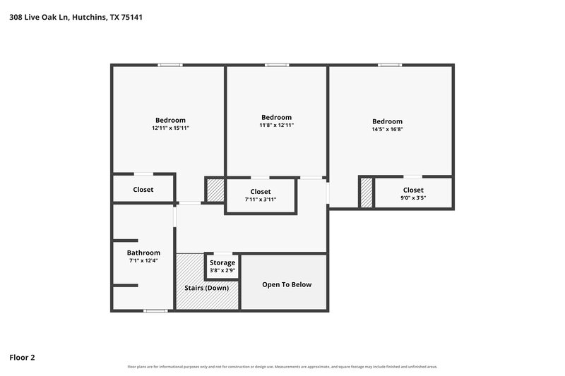 2,580/Mo, 308 Live Oak Ln Hutchins, TX 75141 Floor Plan View 2