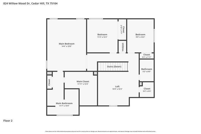 2,330/Mo, 824 Willow Wood Dr Cedar Hill, TX 75104 Floor Plan View 2