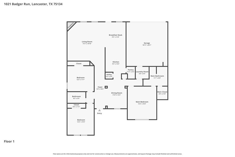 2,235/Mo, 1021 Badger Run Lancaster, TX 75134 Floor Plan View