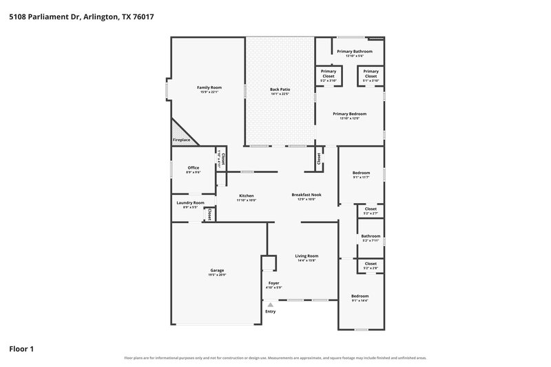2,390/Mo, 5108 Parliament Dr Arlington, TX 76017 Floor Plan View
