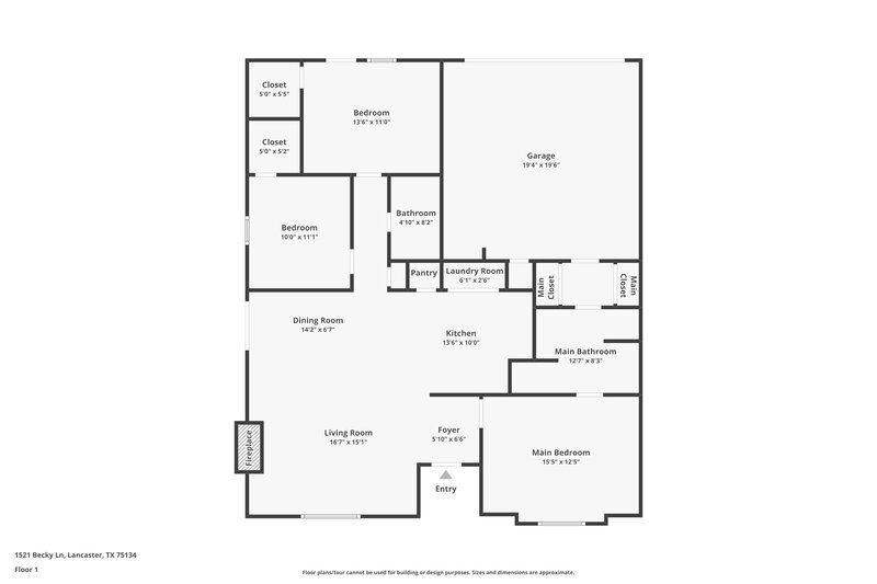 1,695/Mo, 1521 Becky Ln Lancaster, TX 75134 Floor Plan View