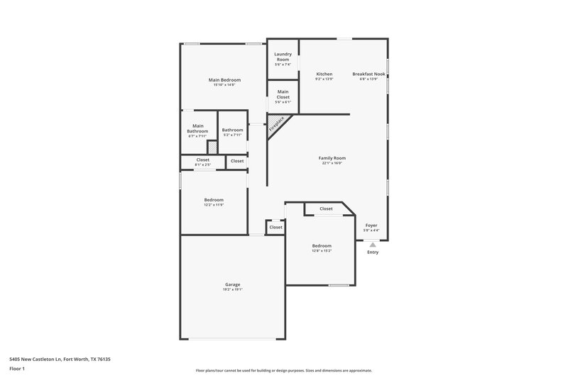 1,865/Mo, 5405 New Castleton Ln Fort Worth, TX 76135 Floor Plan View
