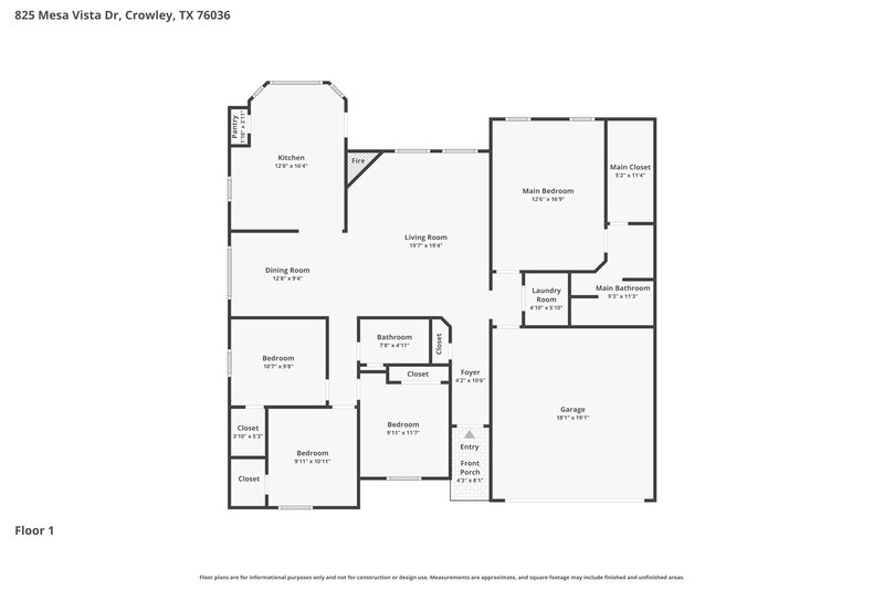 1,865/Mo, 825 Mesa Vista Dr Crowley, TX 76036 Floor Plan View