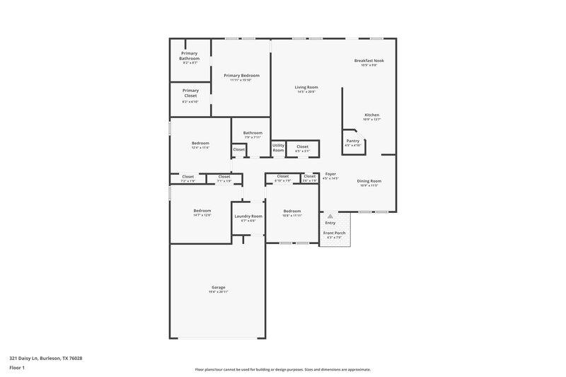 2,090/Mo, 321 Daisy Ln Burleson, TX 76028 Floor Plan View