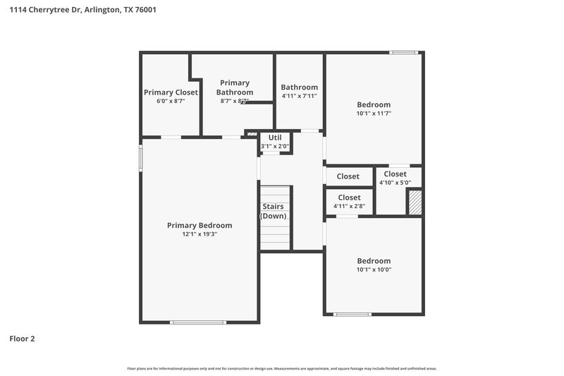 2,360/Mo, 1114 Cherrytree Dr Arlington, TX 76001 Floor Plan View 2
