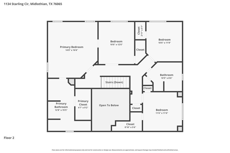 2,650/Mo, 1134 Starling Cir Midlothian, TX 76065 Floor Plan View 2