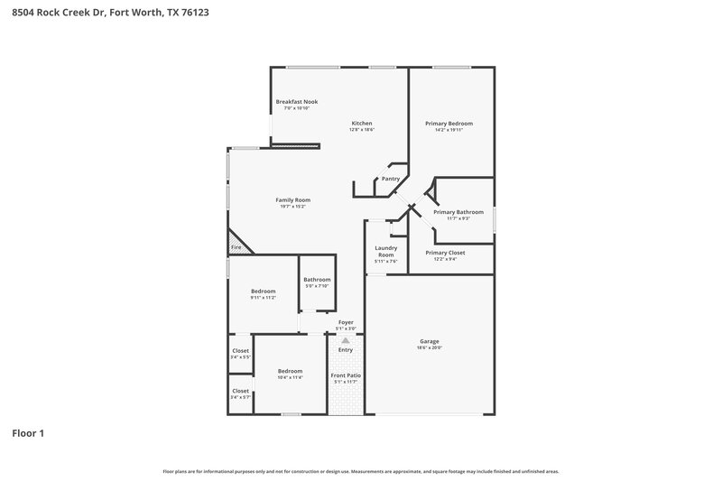 1,880/Mo, 8504 Rock Creek Dr Fort Worth, TX 76123 Floor Plan View