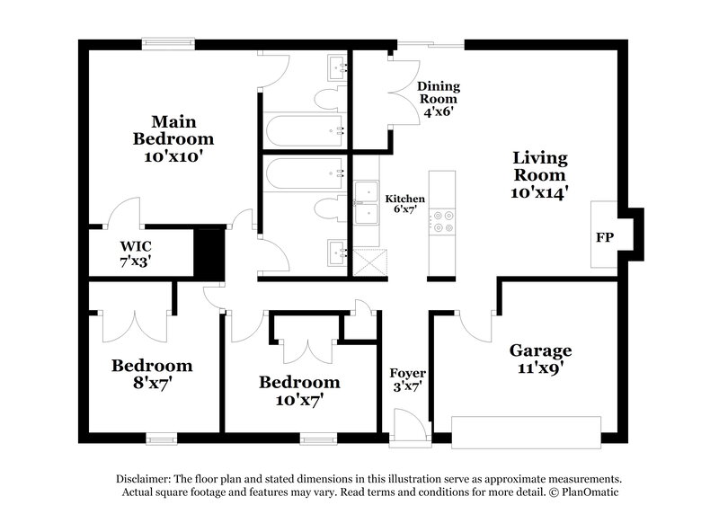 2,125/Mo, 9911 Deer Hollow Dr Dallas, TX 75249 Floor Plan View