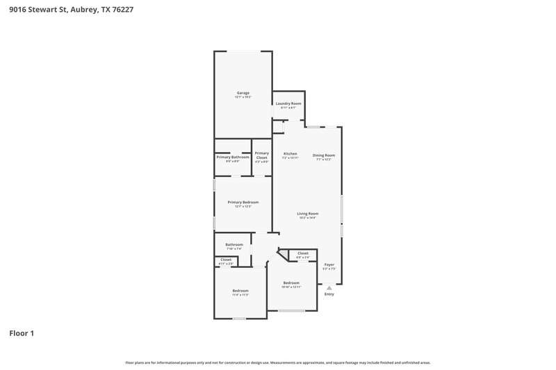 1,880/Mo, 9016 Stewart St Crossroads, TX 76227 Floor Plan View